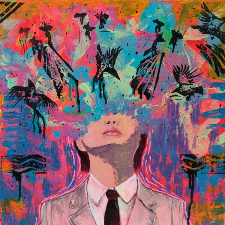 Intercambio equivalente, Iraya, 2024. Acrylic on canvas.