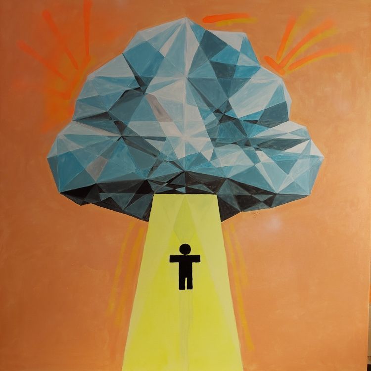 ¿Invasión o salvación?, Iraya, 2023. Acrylic on canvas.
