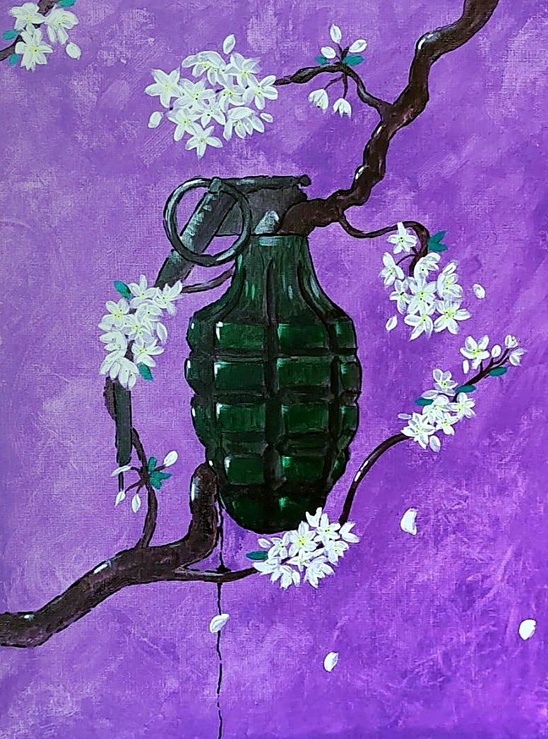Ruinas de la guerra I, Iraya, 2025. Acrylic on canvas.