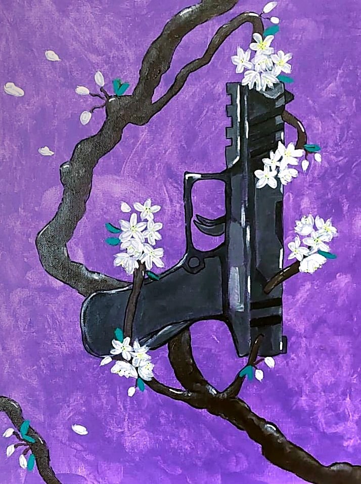 Ruinas de la guerra II, Iraya, 2025. Acrylic on canvas.